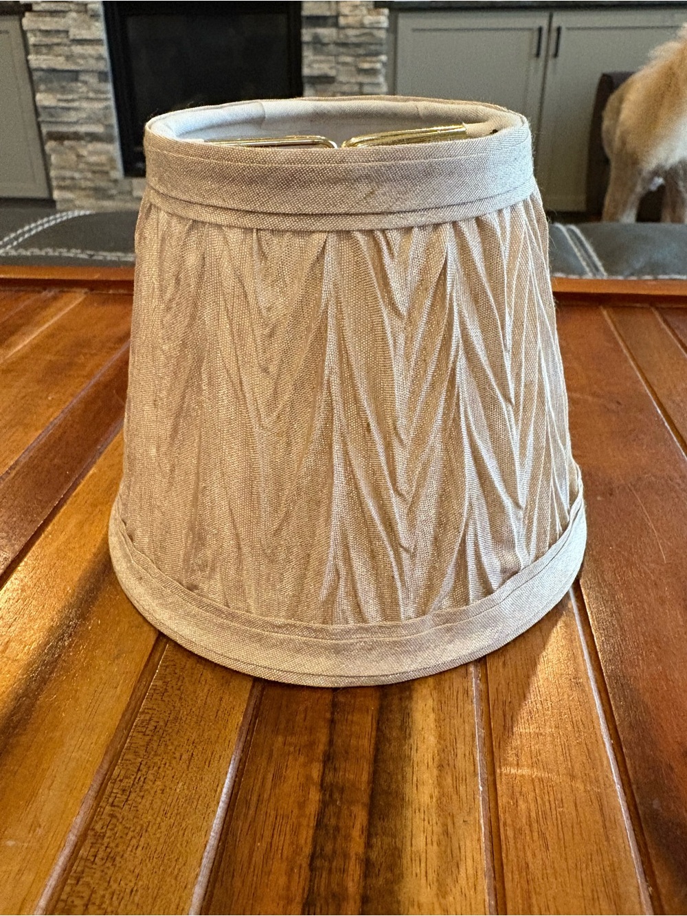 Vintage Champagne Pleated Clip-On Chandelier Lamp Shade Gold Tone